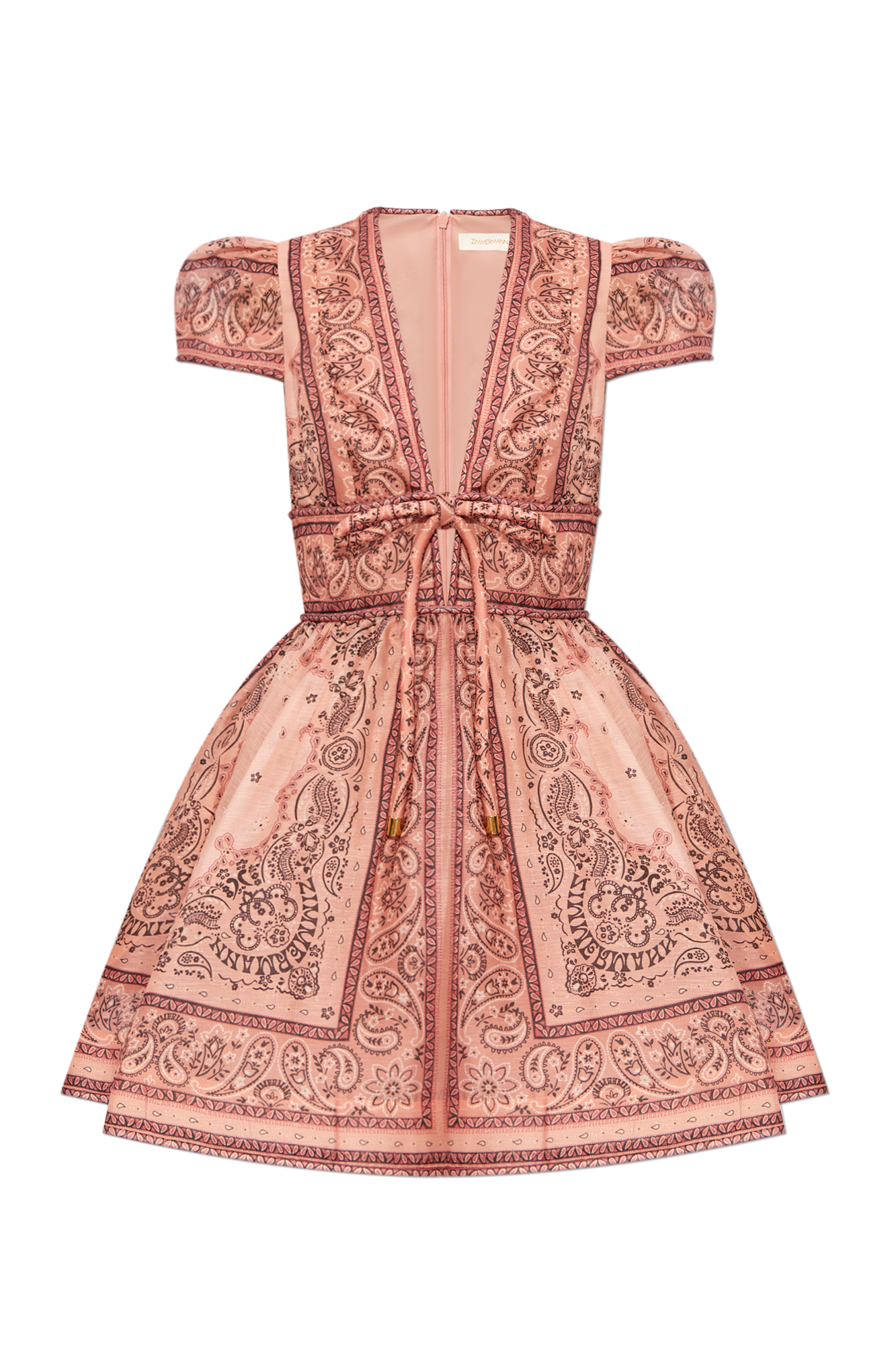 ワンピースその他 ZIMMERMANN Women Dresses 3492DSS254 PEAMU PINK Coco Peach Floral Bow Front Mini Dress